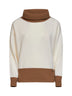 Dolcevita in lana color block bianco latte<BR/>