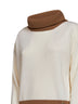 Dolcevita in lana color block bianco latte<BR/>