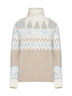Milky white wool and cashmere blend sweater with Norwegian jacquard pattern.