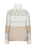 Milky white wool and cashmere blend sweater with Norwegian jacquard pattern.