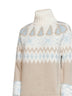 Milky white wool and cashmere blend sweater with Norwegian jacquard pattern.