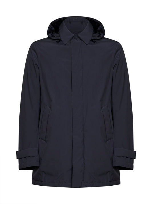 Parka con cappuccio in 2 Layers Windstopper blu navy