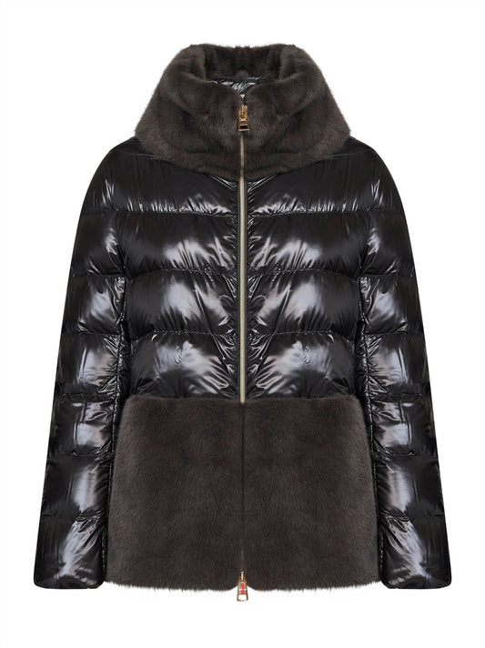 Cappa in Nylon Ultralight e lady alternative fur grigio