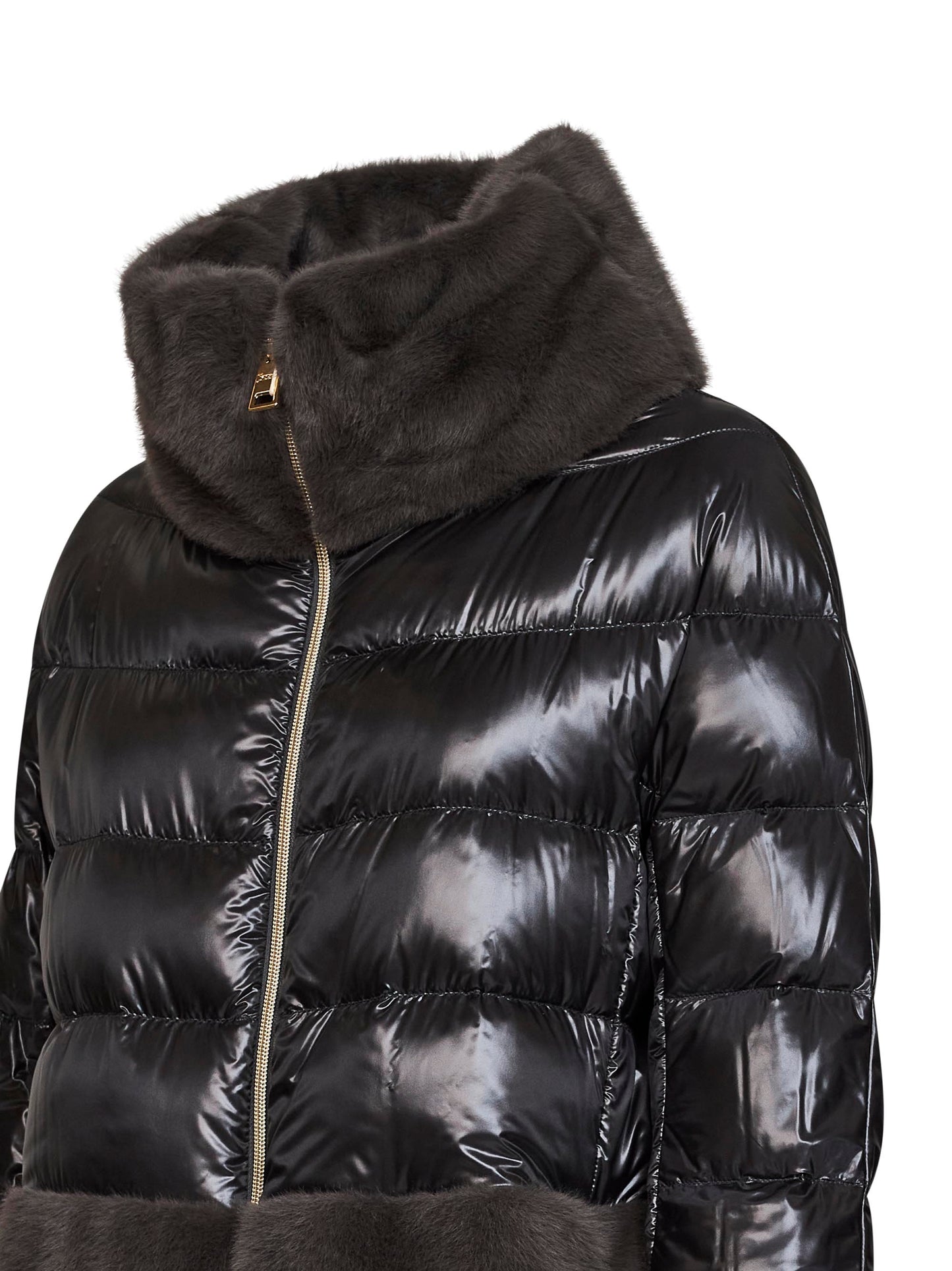 Cappa in Nylon Ultralight e lady alternative fur grigio