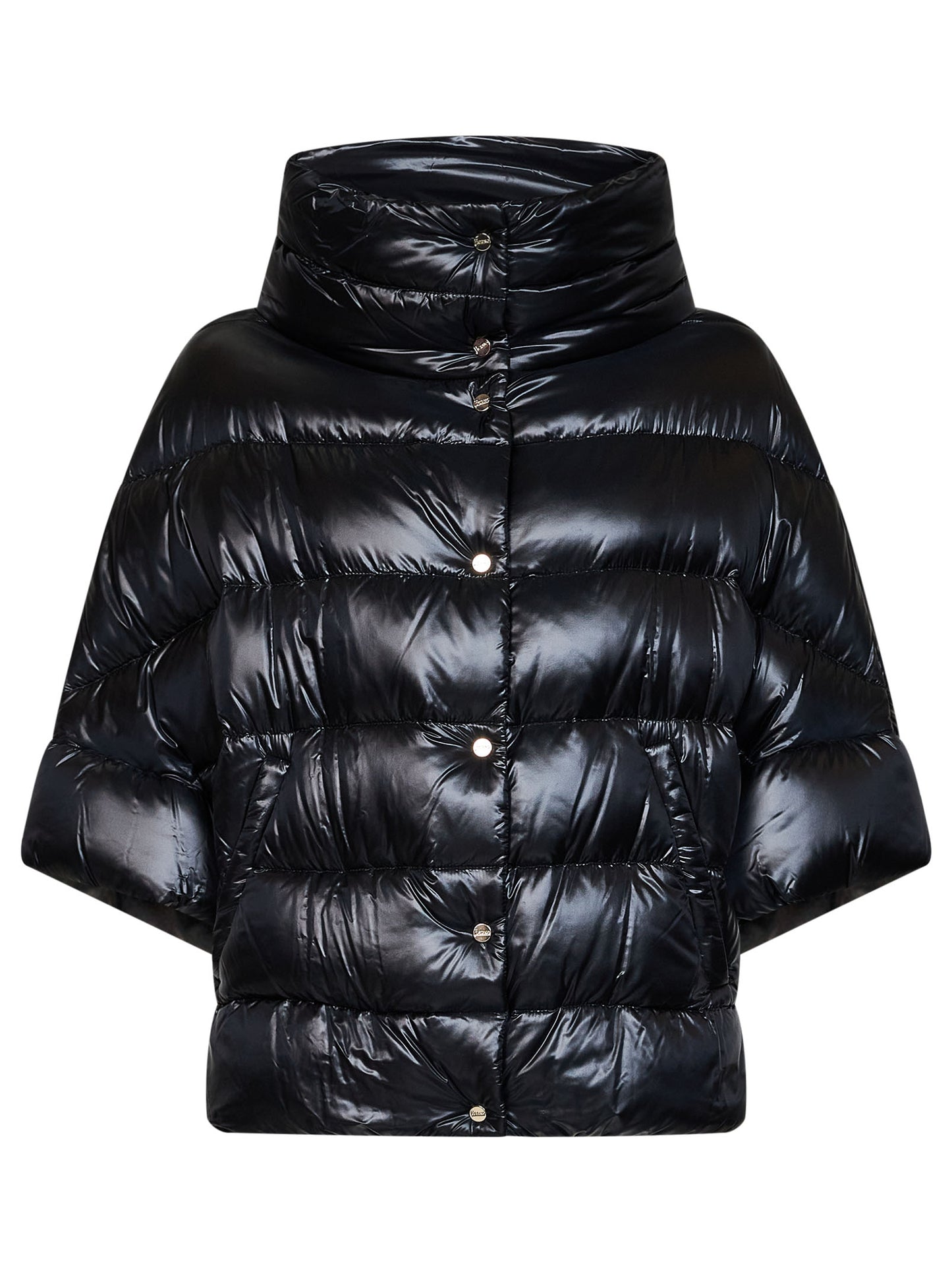 Black Ultralight Nylon cape-like down jacket