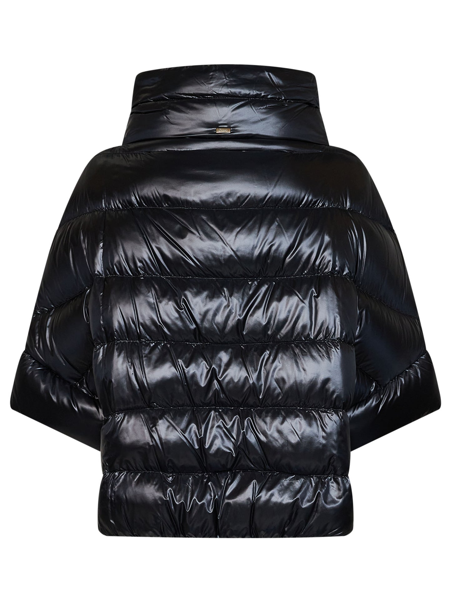 Black Ultralight Nylon cape-like down jacket