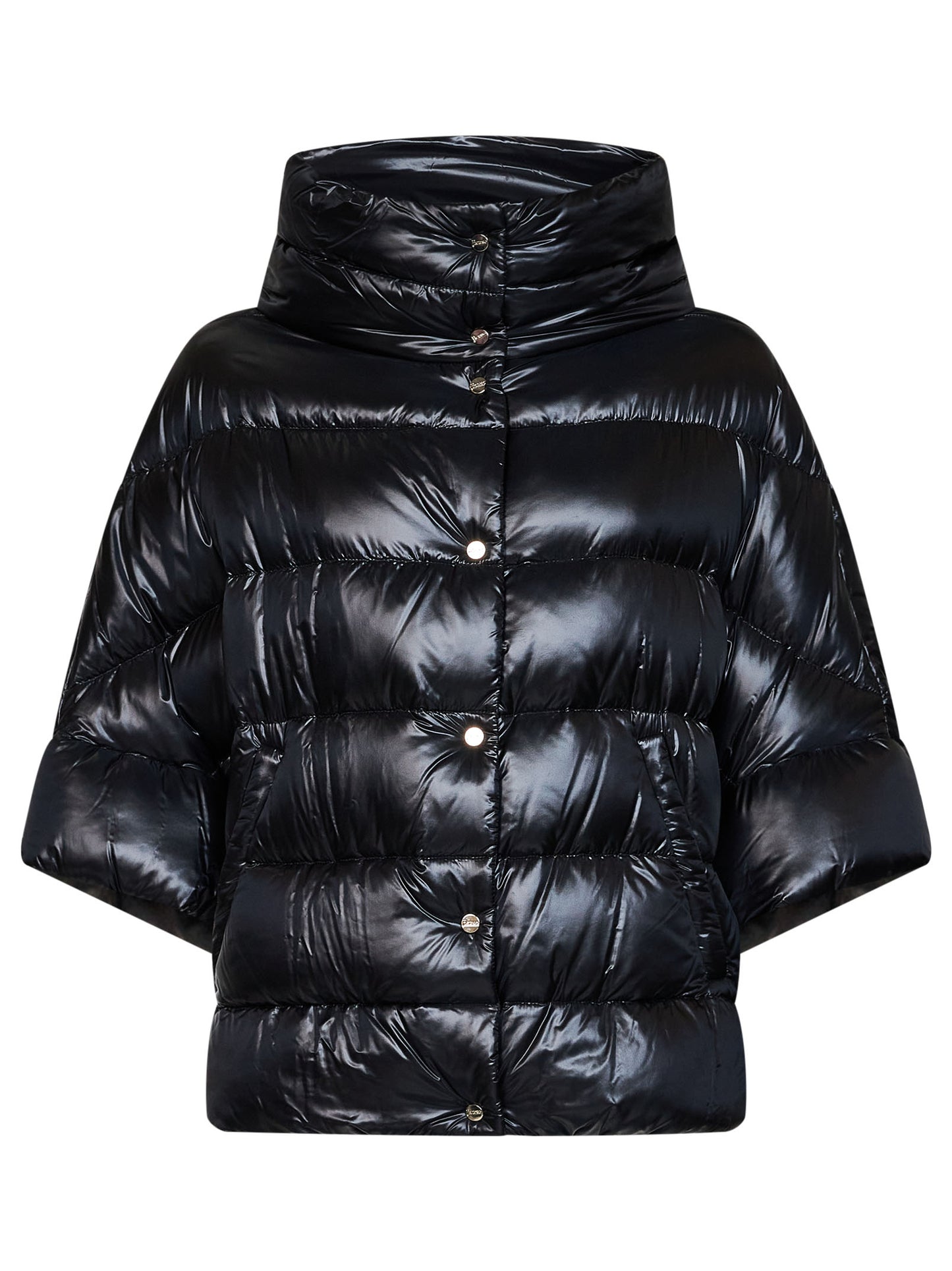 Black Ultralight Nylon cape-like down jacket