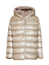 Piumino con cappuccio in Nylon Ultralight ed ecopelliccia chantilly