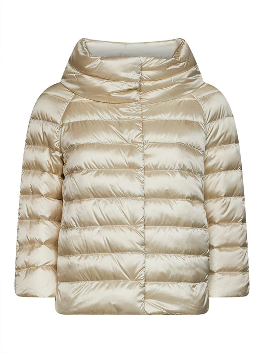 Ivory nylon Sofia padded mini cape