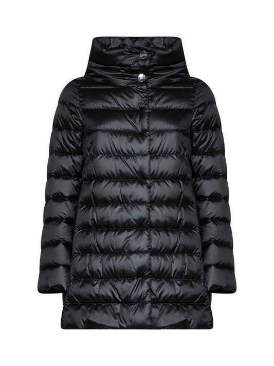 Black nylon Amelia A-shape down jacket