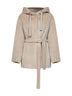 Giacca midi con cappuccio e cintura in beaver chantilly