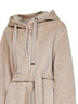 Giacca midi con cappuccio e cintura in beaver chantilly