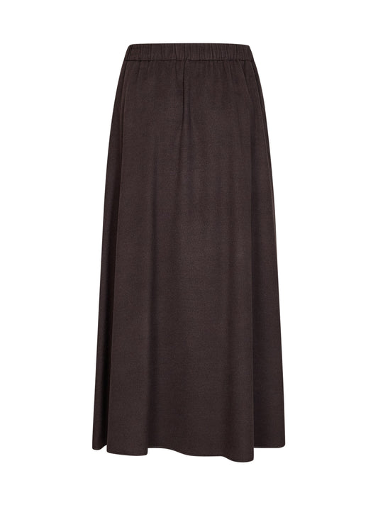 Dark chocolate cashmere-feel flannel Resort long skirt