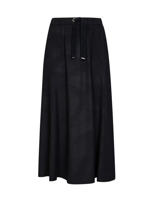 Black cashmere-feel flannel Resort long skirt