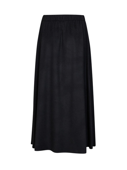 Black cashmere-feel flannel Resort long skirt