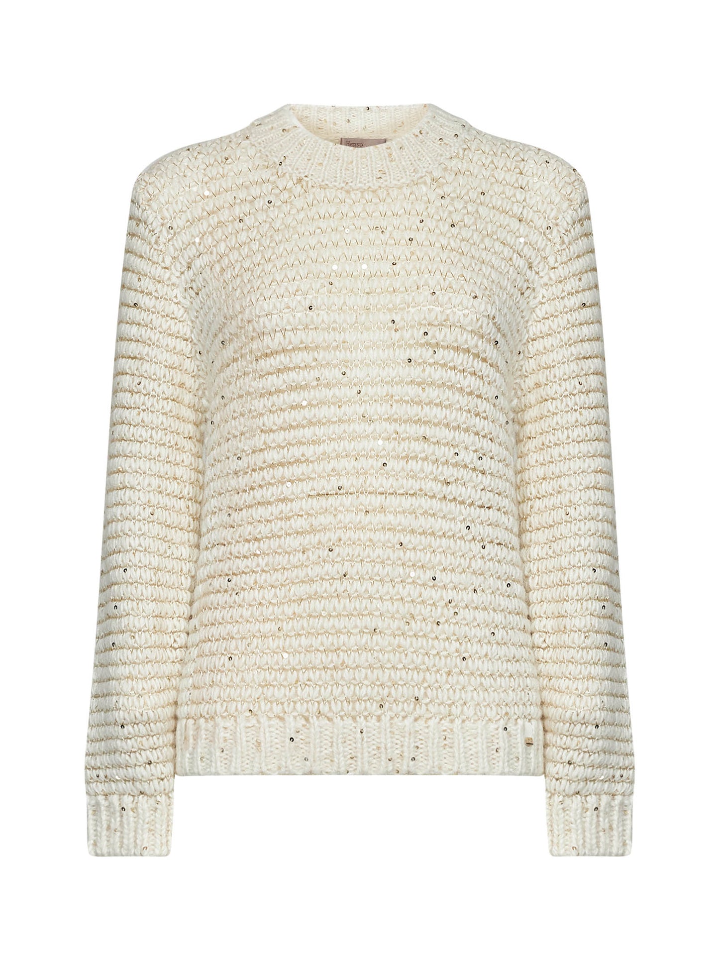 Maglione Resort in misto alpaca e lurex bianco<BR/>