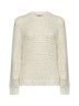 Maglione Resort in misto alpaca e lurex bianco<BR/>