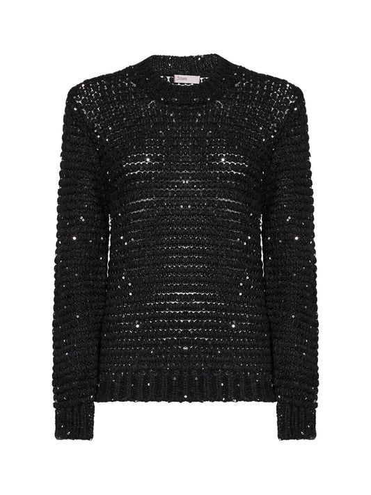 Black alpaca-blend and lurex Resort sweater