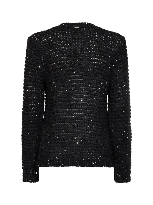 Black alpaca-blend and lurex Resort sweater