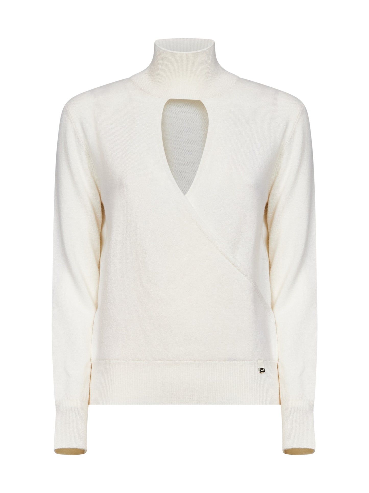 Maglia Resort in lana cardata avorio con cut-out