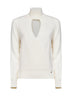 Maglia Resort in lana cardata avorio con cut-out