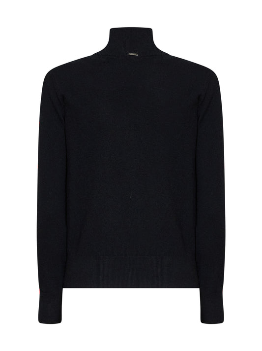 Black carded wool Resort sweater with cut-out