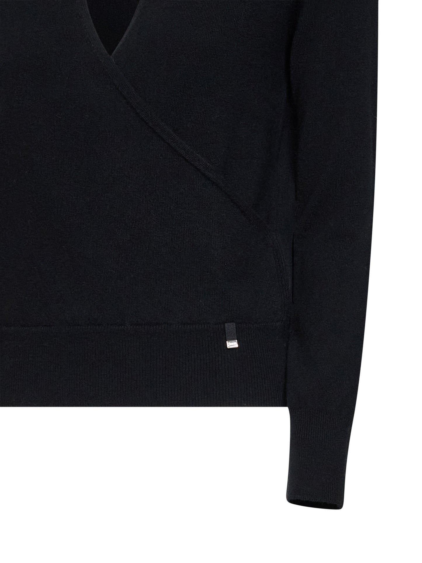 Black carded wool Resort sweater with cut-out