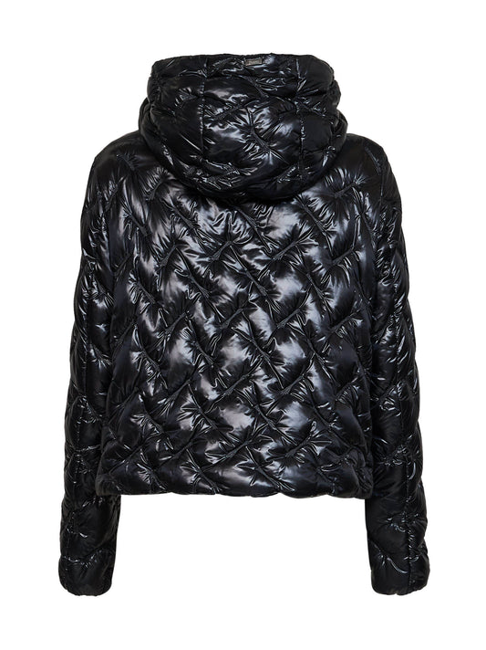 Black Ultralight Nylon Resort hooded down jacket