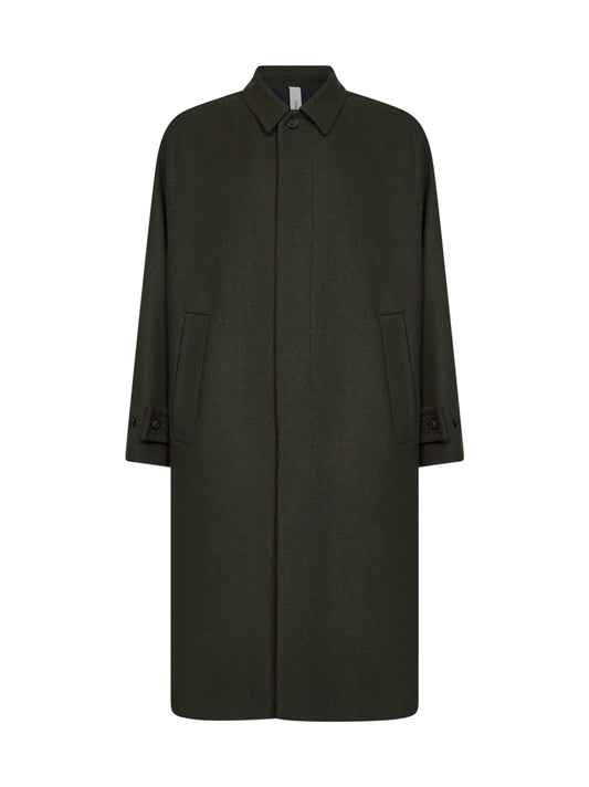 Green wool-blend Baia del Monaco long trench coat