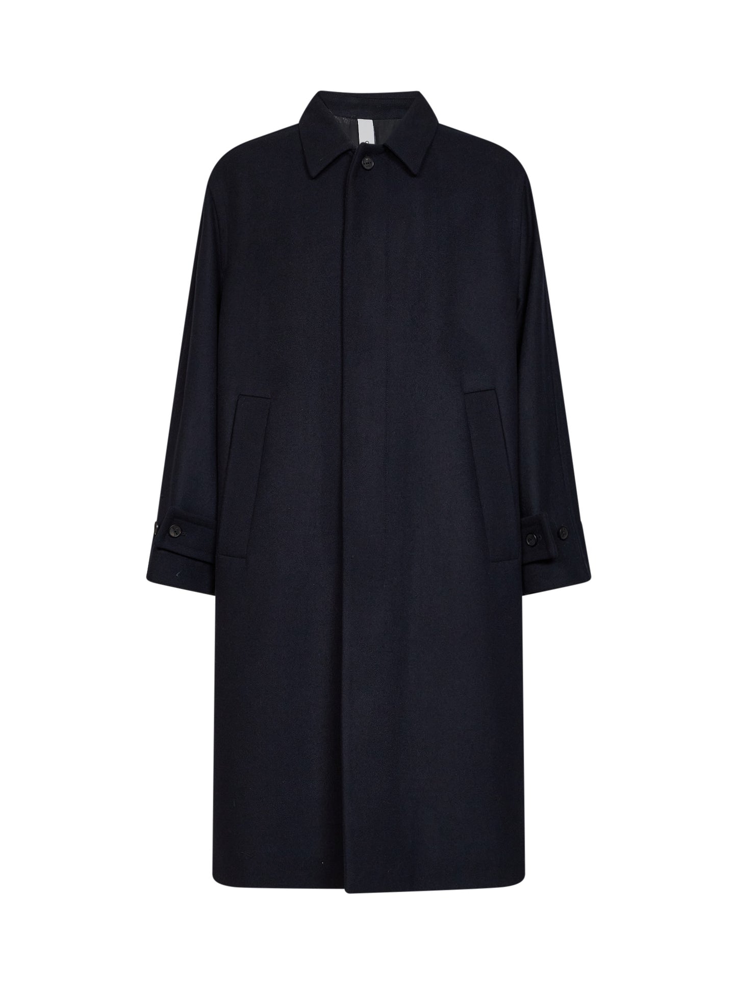 Trench lungo Baia del Monaco in misto lana blu navy