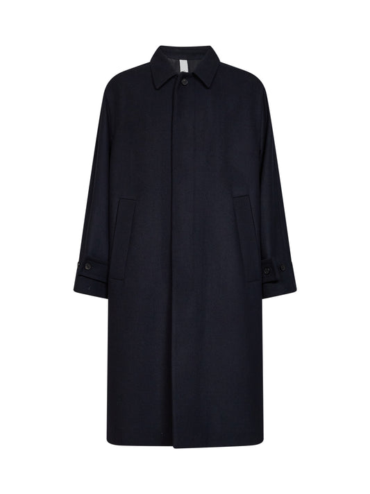 Navy blue wool-blend Baia del Monaco long trench coat