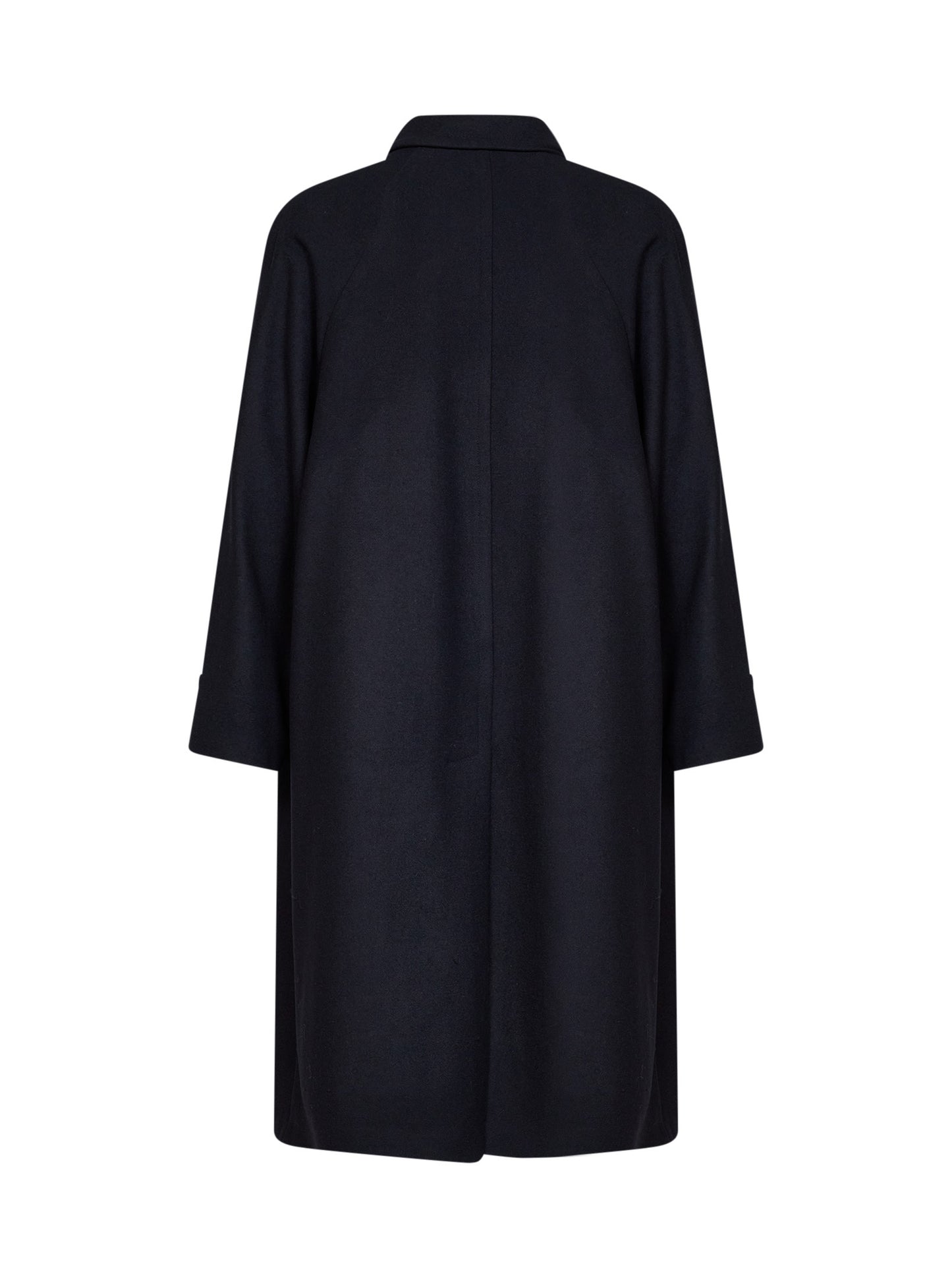Trench lungo Baia del Monaco in misto lana blu navy
