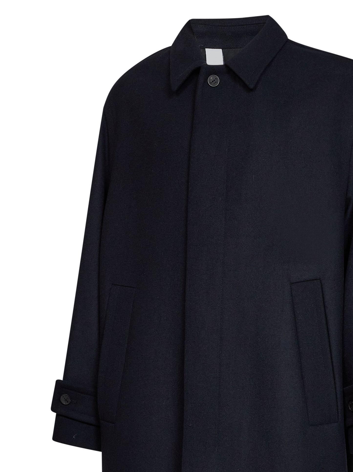 Trench lungo Baia del Monaco in misto lana blu navy