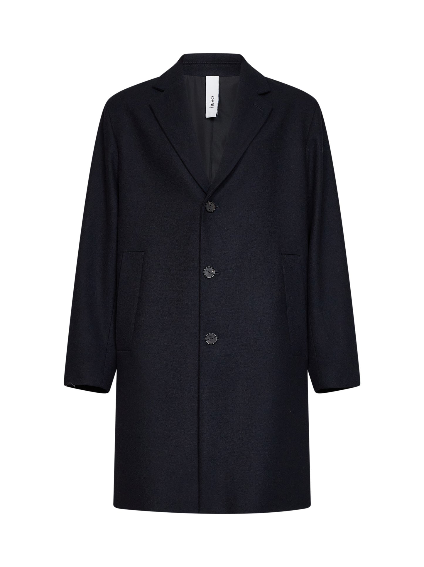 Cappotto monopetto Cassano in misto lana blu navy