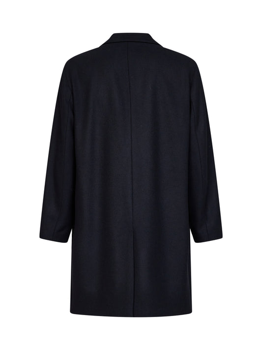 Navy blue wool-blend Cassano single-breasted coat