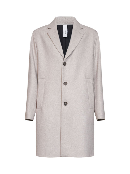 Greige wool-blend Cassano single-breasted coat<BR/>