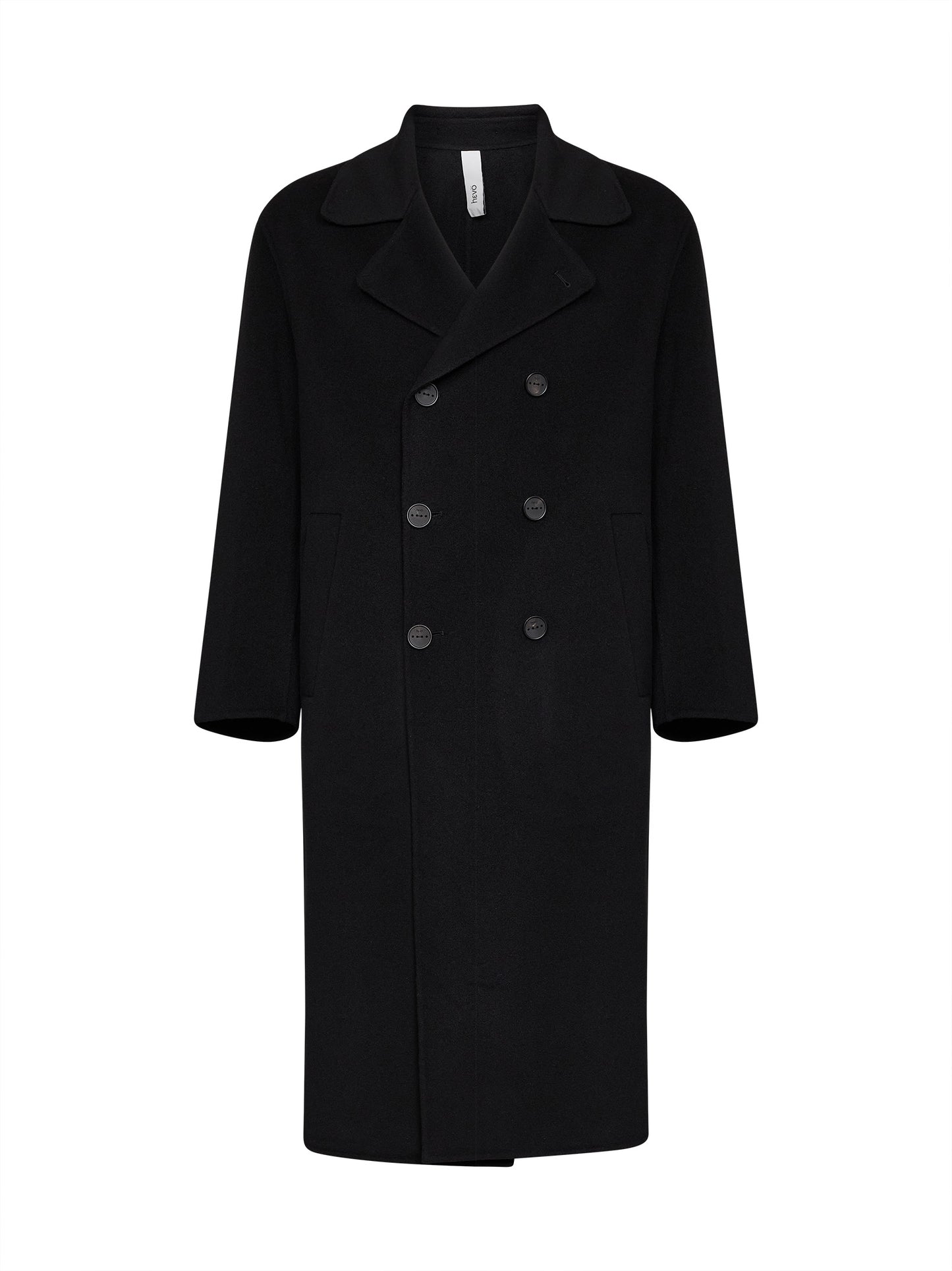 Black double wool Erchie double-breasted coat