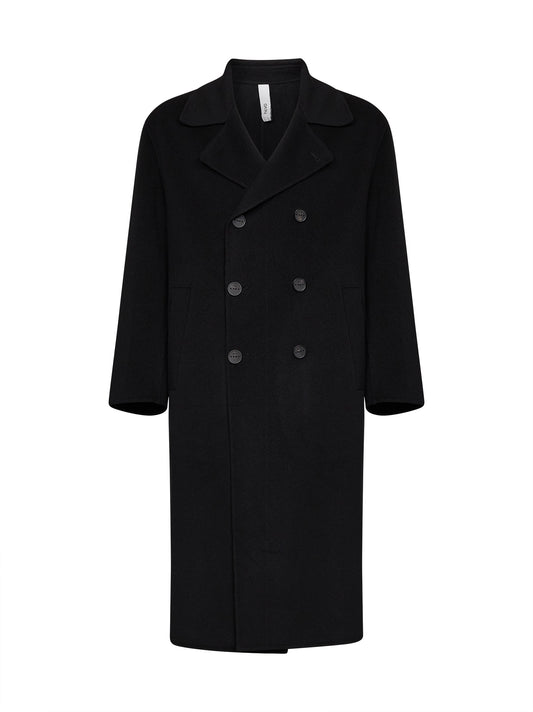 Black double wool Erchie double-breasted coat