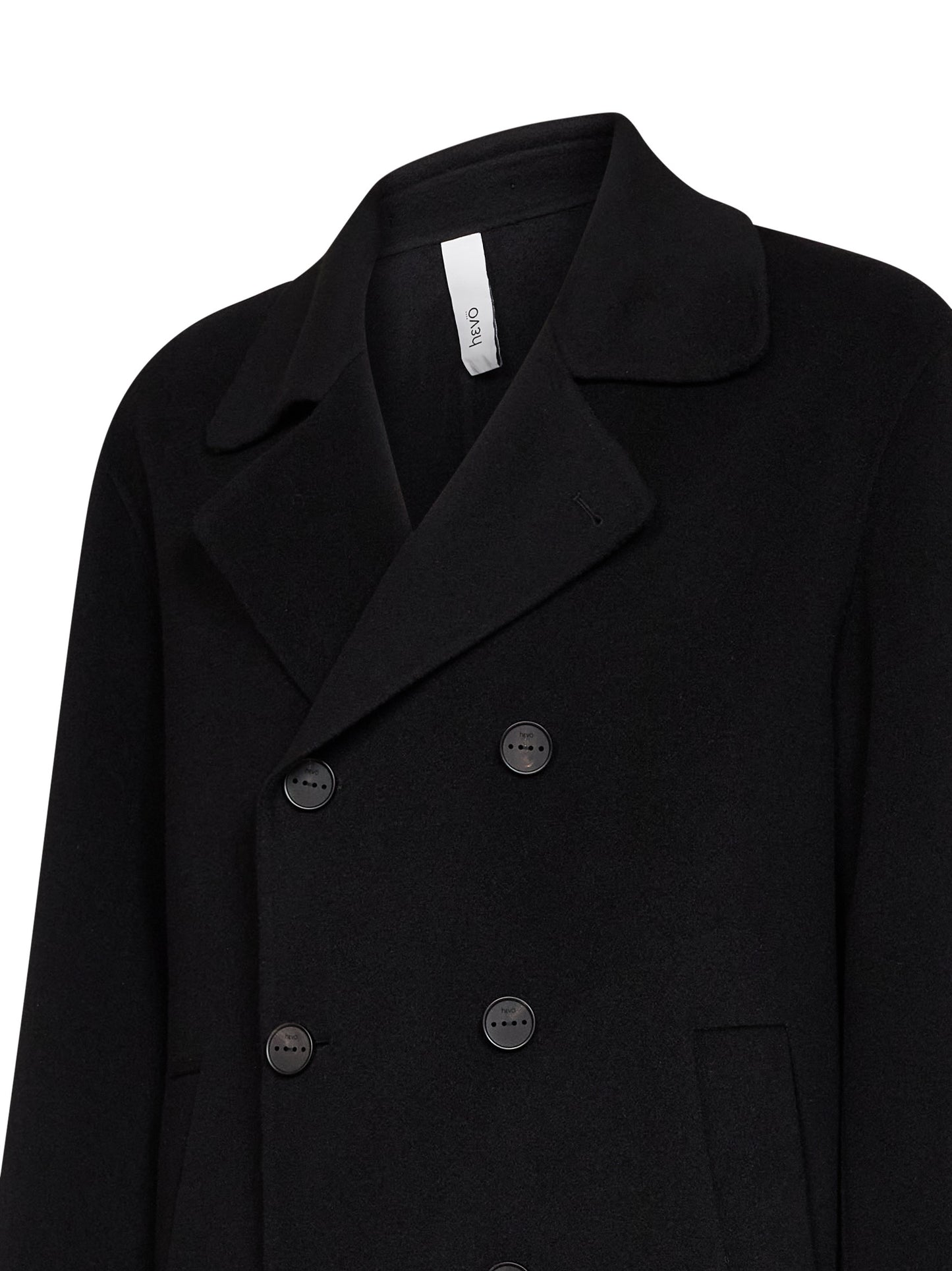 Black double wool Erchie double-breasted coat