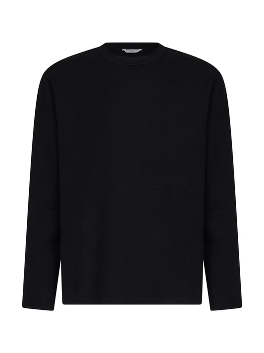 Black compact viscose-blend knit Fiumara sweater