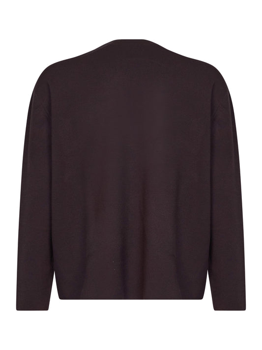 Dark brown compact viscose-blend Fiumara top