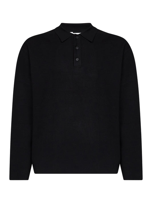 Black compact viscose-blend knit Mar Grande polo shirt