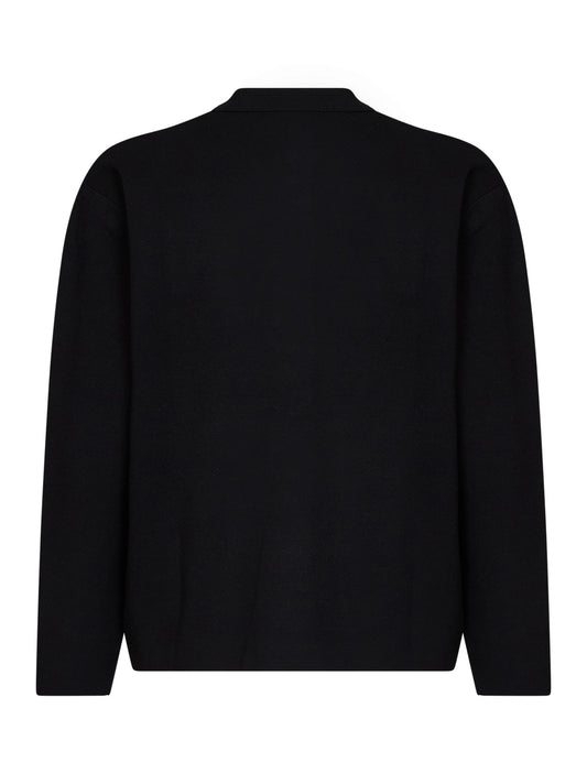 Black compact viscose-blend knit Mar Grande polo shirt