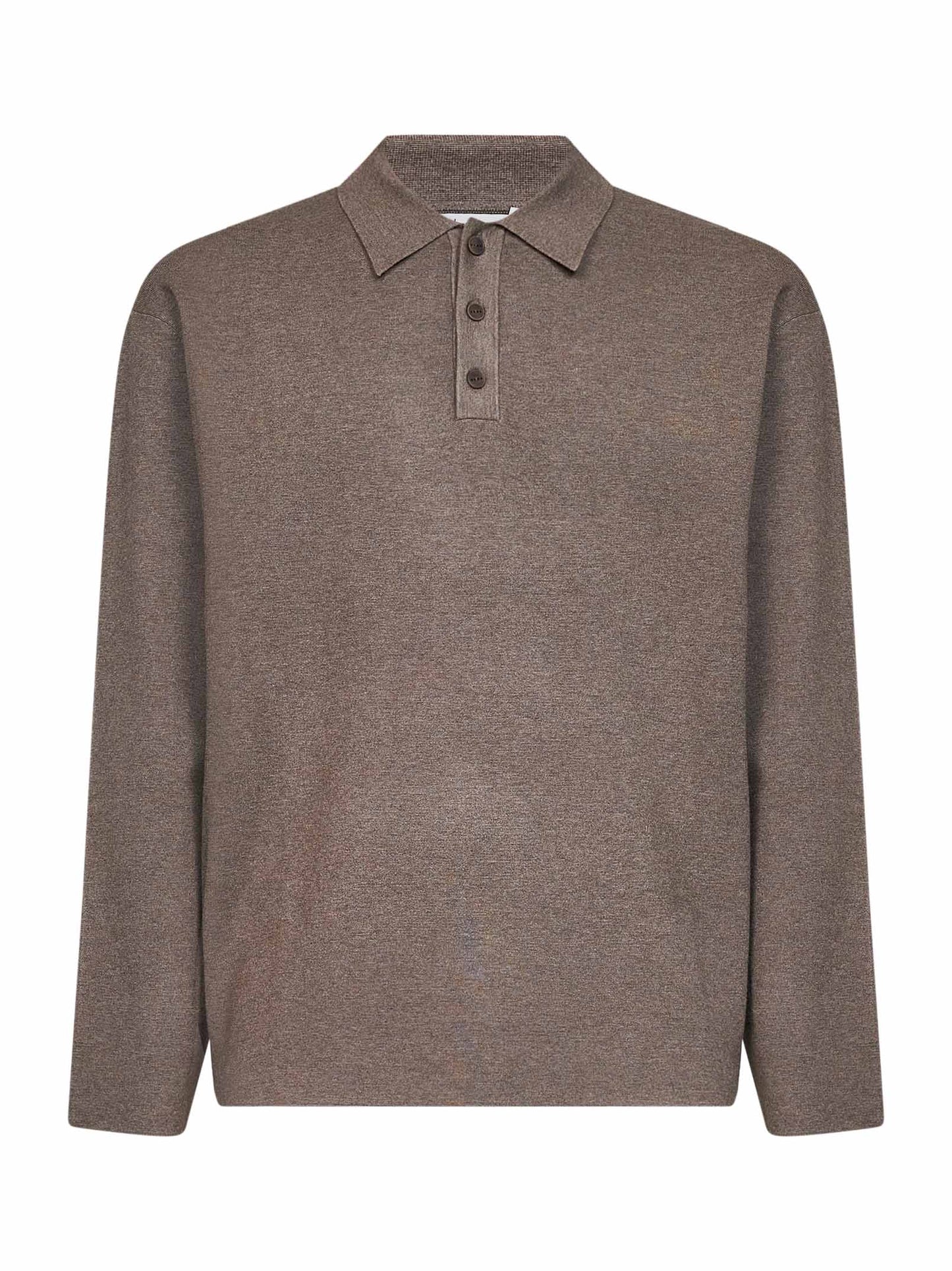 Taupe compact viscose-blend knit Mar Grande polo shirt