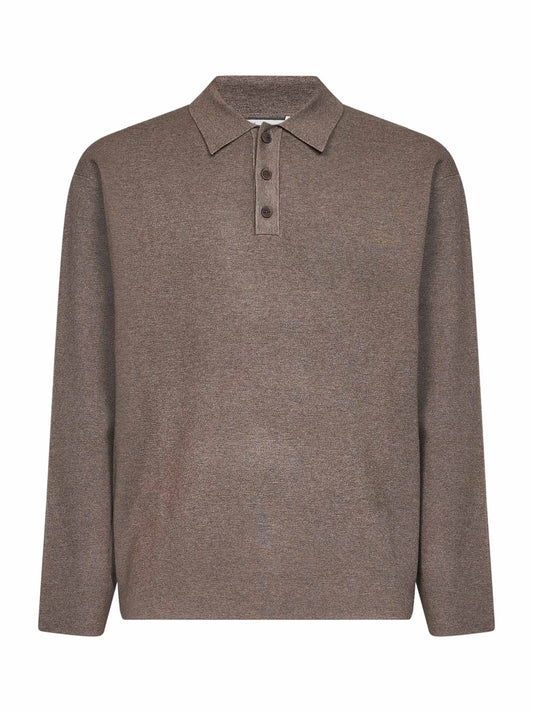 Taupe compact viscose-blend knit Mar Grande polo shirt