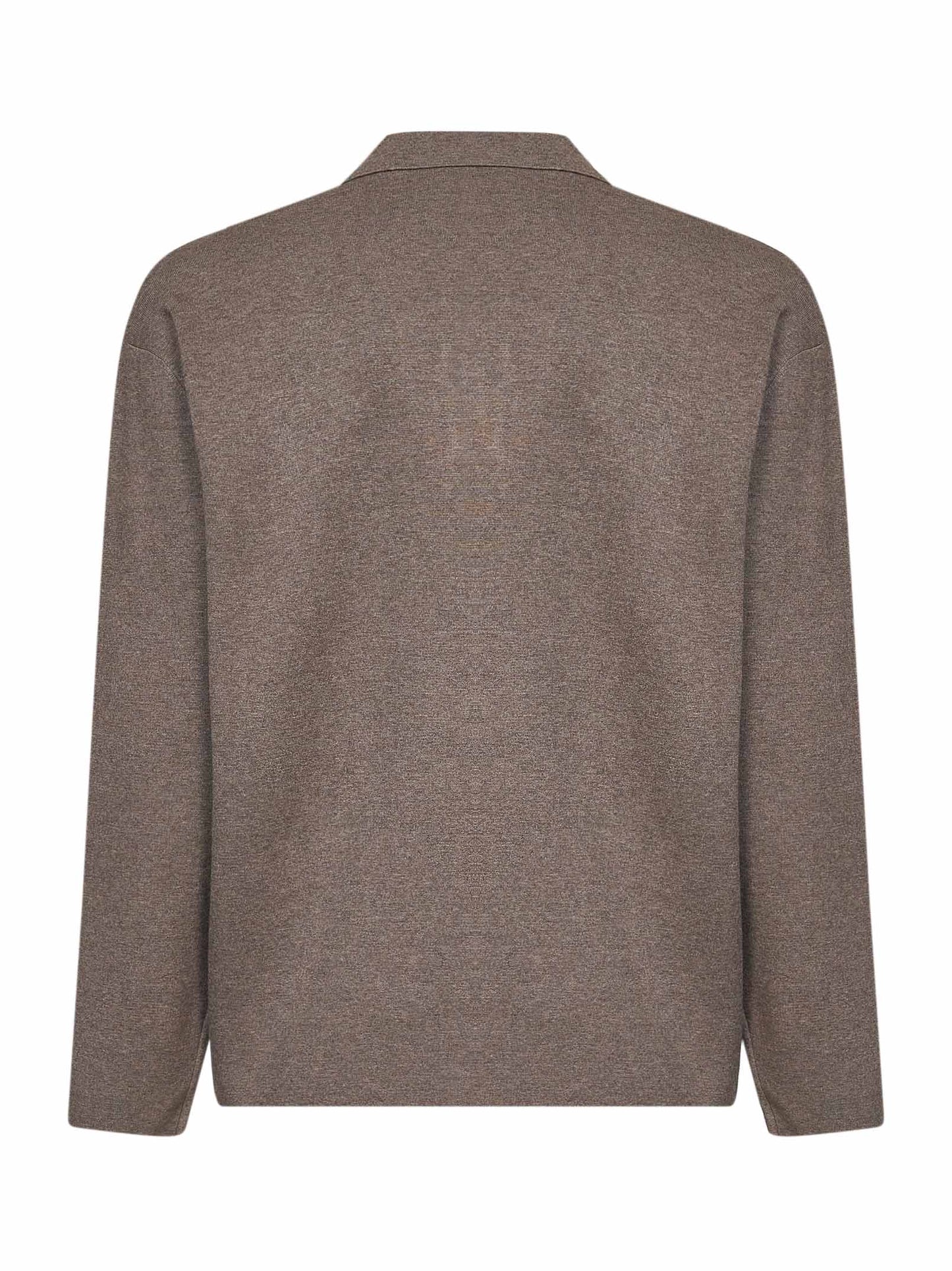 Taupe compact viscose-blend knit Mar Grande polo shirt