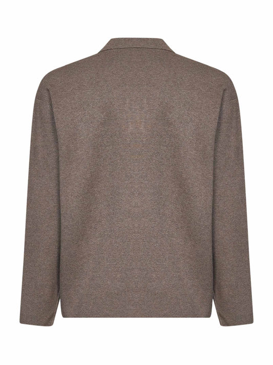 Taupe compact viscose-blend knit Mar Grande polo shirt