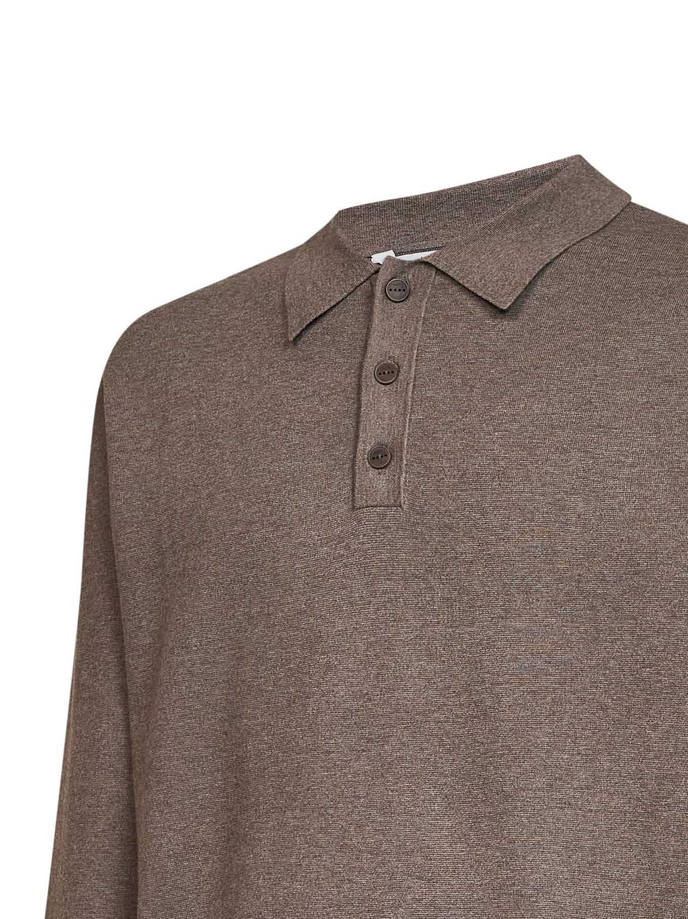 Taupe compact viscose-blend knit Mar Grande polo shirt