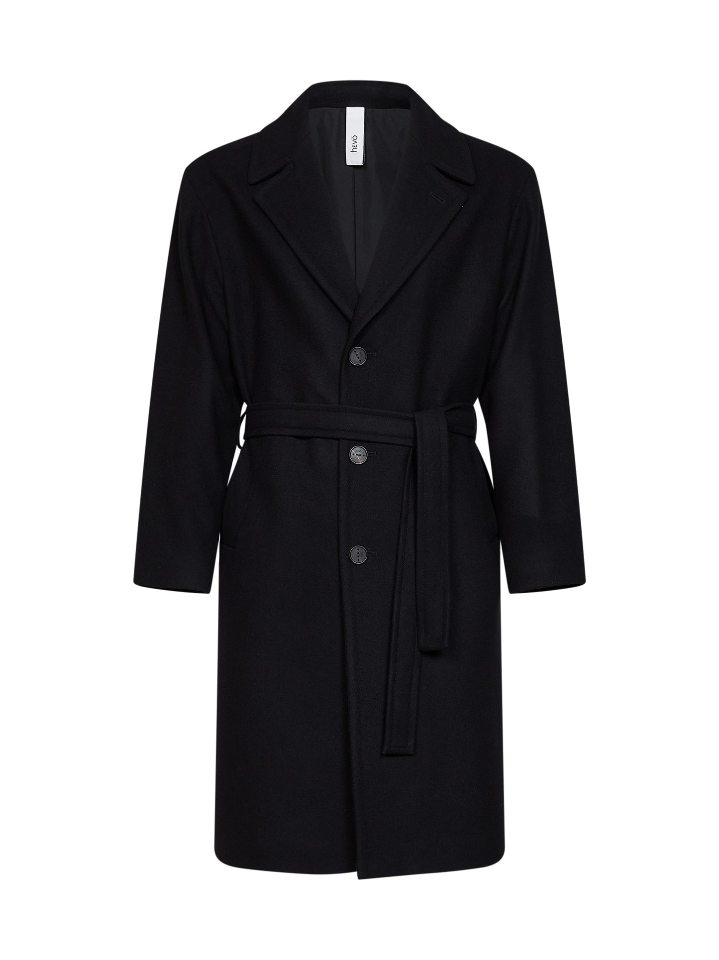 Black wool-blend Ostuni single-breasted belted coat