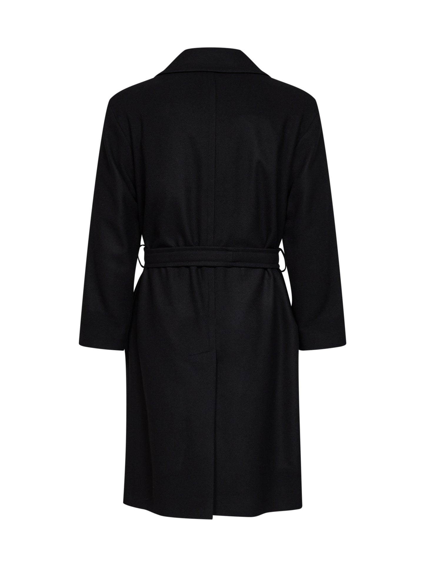 Black wool-blend Ostuni single-breasted belted coat